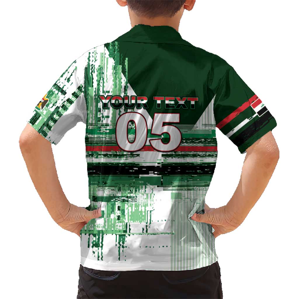 Custom Iraq Football Hawaiian Shirt Modern Glitch Art Style Lion Symbolism