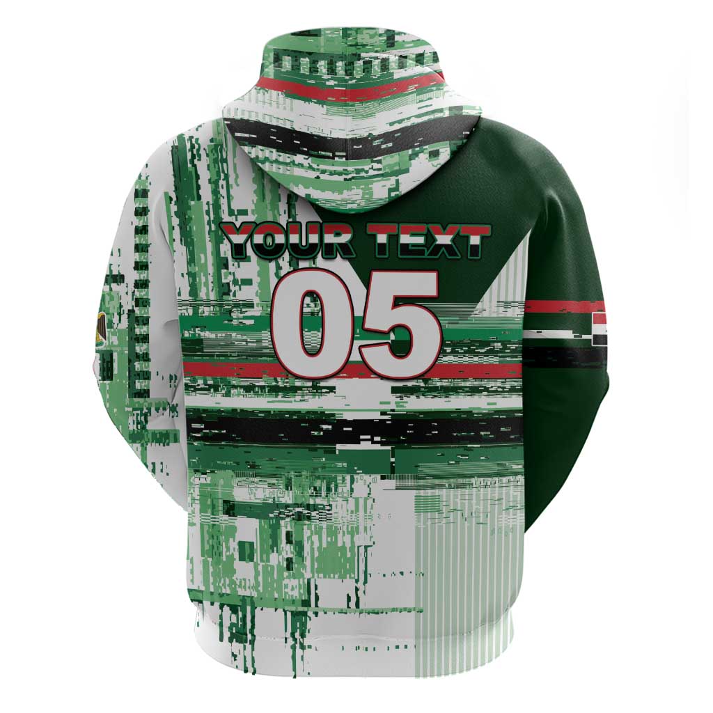 Custom Iraq Football Hoodie Modern Glitch Art Style Lion Symbolism