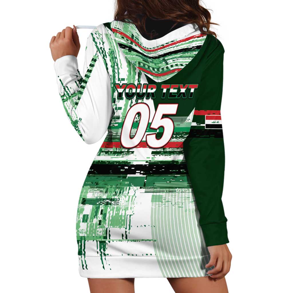 Custom Iraq Football Hoodie Dress Modern Glitch Art Style Lion Symbolism
