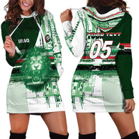Custom Iraq Football Hoodie Dress Modern Glitch Art Style Lion Symbolism