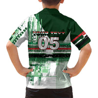 Custom Iraq Football Kid Hawaiian Shirt Modern Glitch Art Style Lion Symbolism