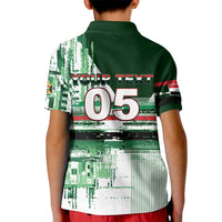 Custom Iraq Football Kid Polo Shirt Modern Glitch Art Style Lion Symbolism