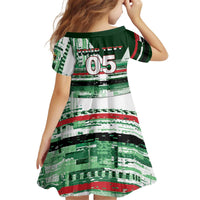 Custom Iraq Football Kid Short Sleeve Dress Modern Glitch Art Style Lion Symbolism