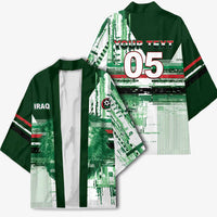 Custom Iraq Football Kimono Modern Glitch Art Style Lion Symbolism