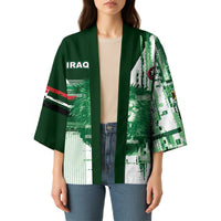 Custom Iraq Football Kimono Modern Glitch Art Style Lion Symbolism