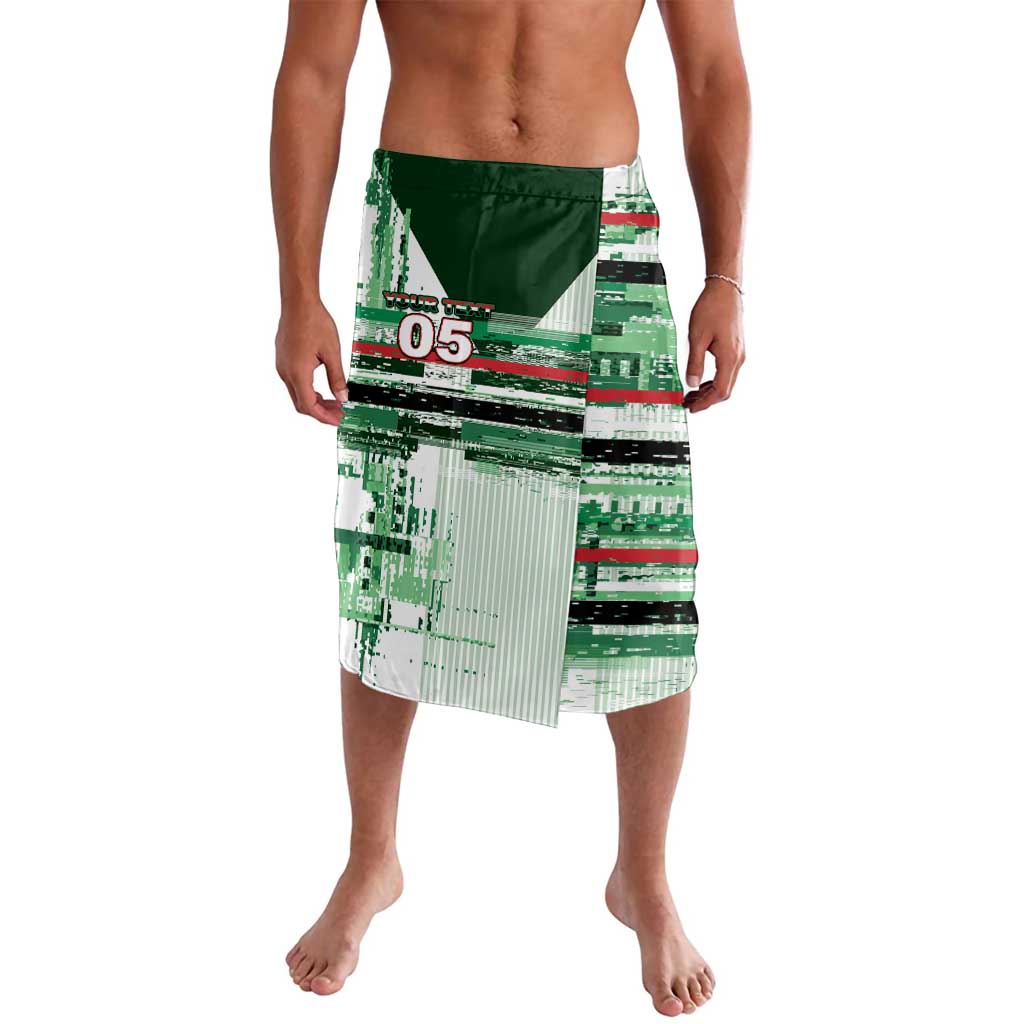 Custom Iraq Football Lavalava Modern Glitch Art Style Lion Symbolism