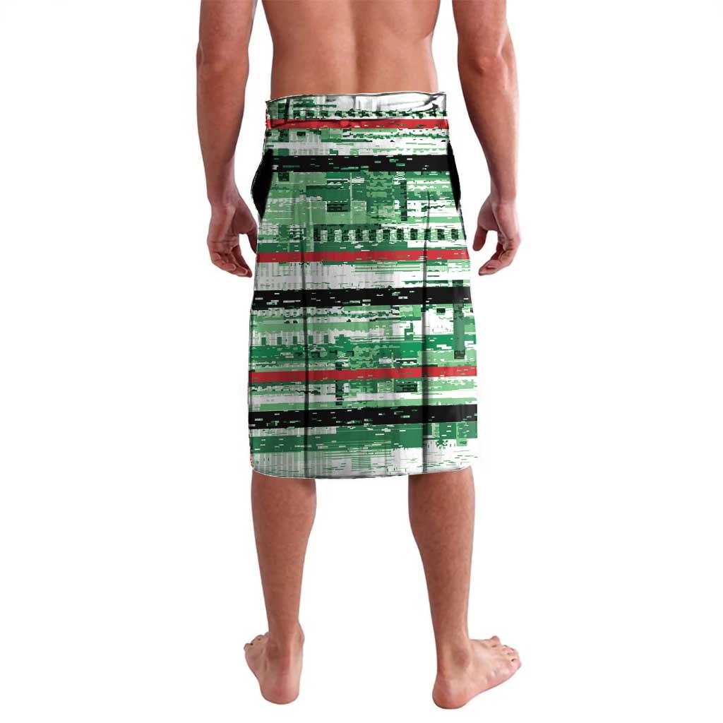 Custom Iraq Football Lavalava Modern Glitch Art Style Lion Symbolism