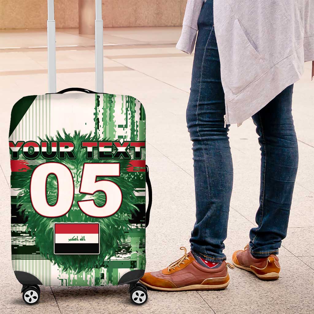 Custom Iraq Football Luggage Cover Modern Glitch Art Style Lion Symbolism