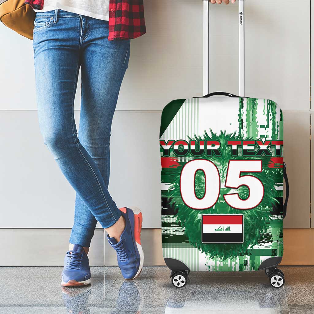 Custom Iraq Football Luggage Cover Modern Glitch Art Style Lion Symbolism