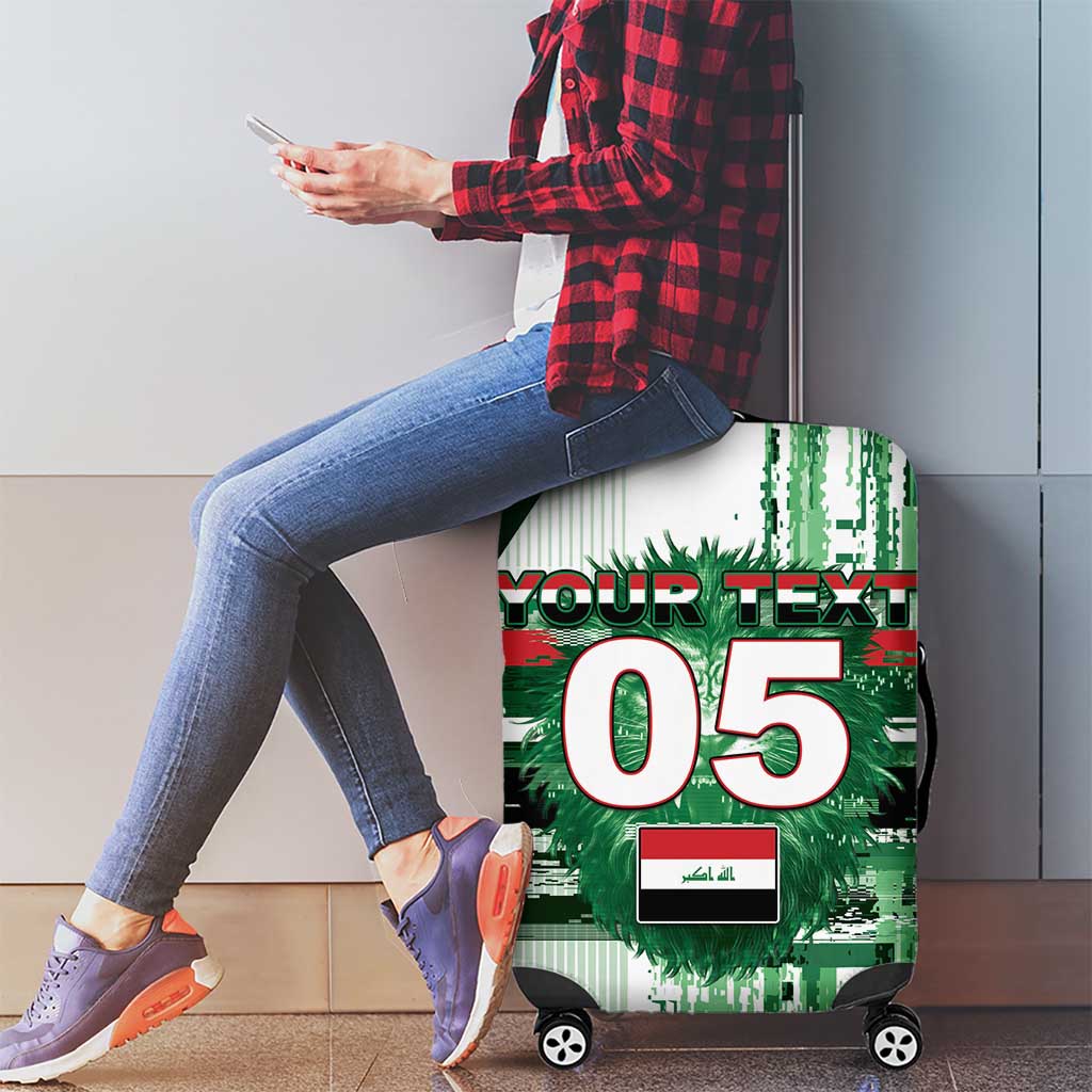 Custom Iraq Football Luggage Cover Modern Glitch Art Style Lion Symbolism