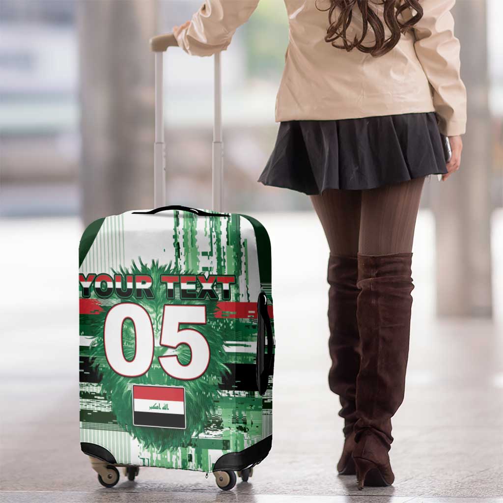 Custom Iraq Football Luggage Cover Modern Glitch Art Style Lion Symbolism