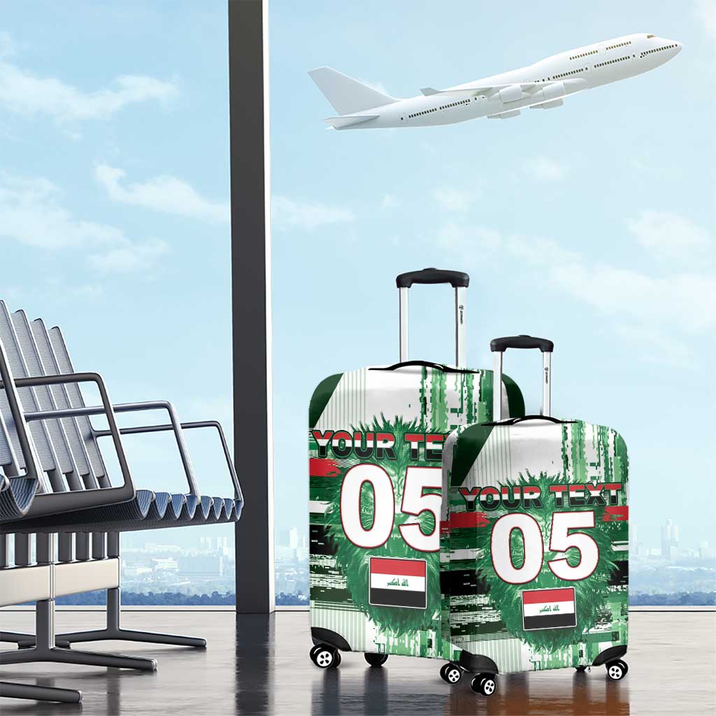 Custom Iraq Football Luggage Cover Modern Glitch Art Style Lion Symbolism