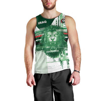 Custom Iraq Football Men Tank Top Modern Glitch Art Style Lion Symbolism