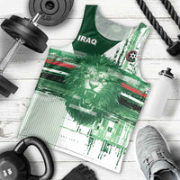 Custom Iraq Football Men Tank Top Modern Glitch Art Style Lion Symbolism