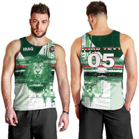 Custom Iraq Football Men Tank Top Modern Glitch Art Style Lion Symbolism
