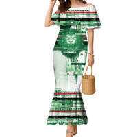 Custom Iraq Football Mermaid Dress Modern Glitch Art Style Lion Symbolism