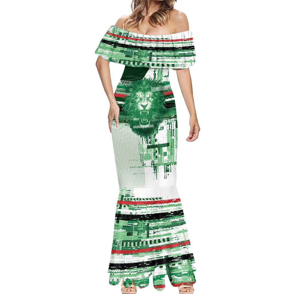 Custom Iraq Football Mermaid Dress Modern Glitch Art Style Lion Symbolism