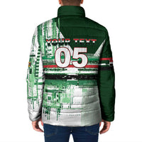 Custom Iraq Football Padded Jacket Modern Glitch Art Style Lion Symbolism