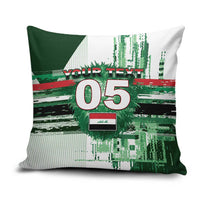 Custom Iraq Football Pillow Cover Modern Glitch Art Style Lion Symbolism
