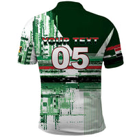 Custom Iraq Football Polo Shirt Modern Glitch Art Style Lion Symbolism