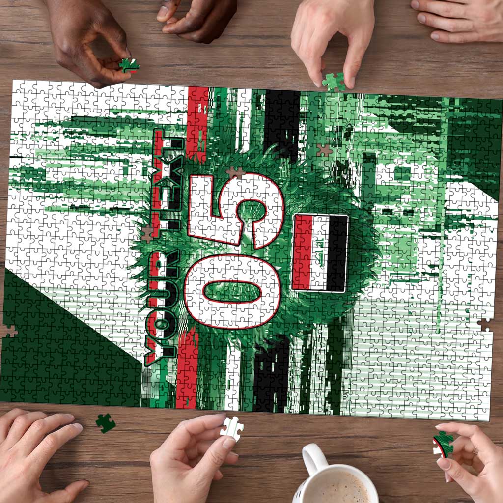 Custom Iraq Football Puzzle Modern Glitch Art Style Lion Symbolism