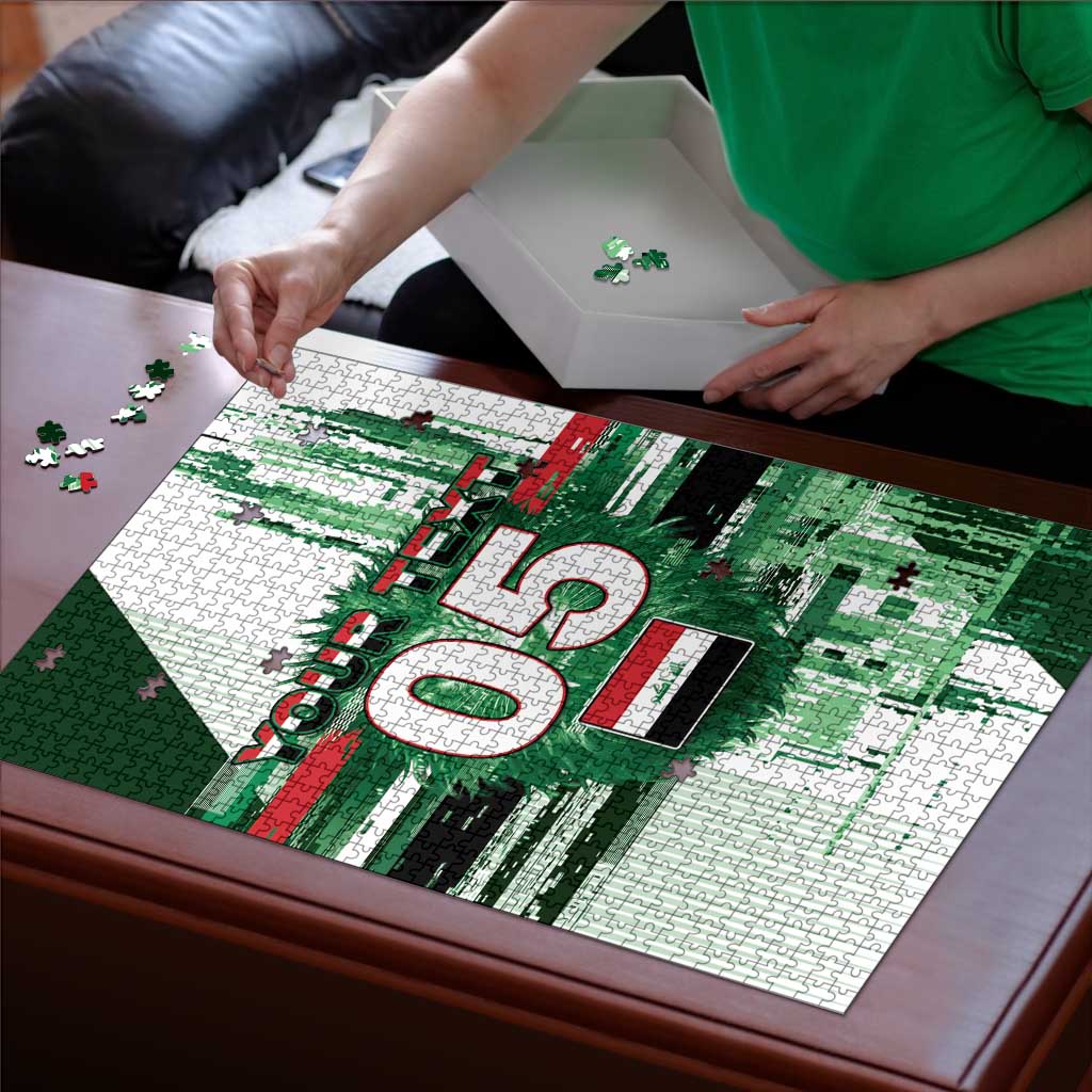 Custom Iraq Football Puzzle Modern Glitch Art Style Lion Symbolism