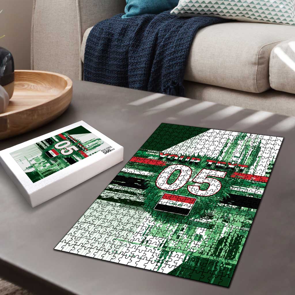 Custom Iraq Football Puzzle Modern Glitch Art Style Lion Symbolism