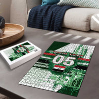 Custom Iraq Football Puzzle Modern Glitch Art Style Lion Symbolism