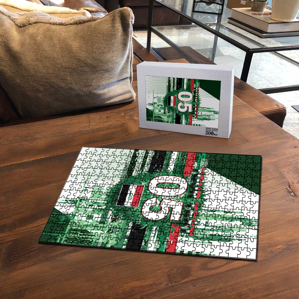 Custom Iraq Football Puzzle Modern Glitch Art Style Lion Symbolism