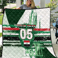 Custom Iraq Football Quilt Modern Glitch Art Style Lion Symbolism