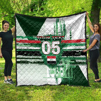 Custom Iraq Football Quilt Modern Glitch Art Style Lion Symbolism