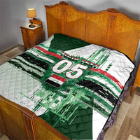 Custom Iraq Football Quilt Modern Glitch Art Style Lion Symbolism
