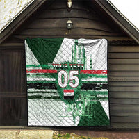 Custom Iraq Football Quilt Modern Glitch Art Style Lion Symbolism