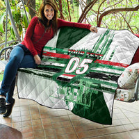 Custom Iraq Football Quilt Modern Glitch Art Style Lion Symbolism