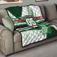 Custom Iraq Football Quilt Modern Glitch Art Style Lion Symbolism