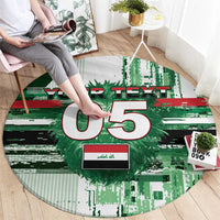 Custom Iraq Football Round Carpet Modern Glitch Art Style Lion Symbolism