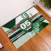 Custom Iraq Football Rubber Doormat Modern Glitch Art Style Lion Symbolism