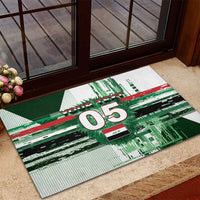 Custom Iraq Football Rubber Doormat Modern Glitch Art Style Lion Symbolism