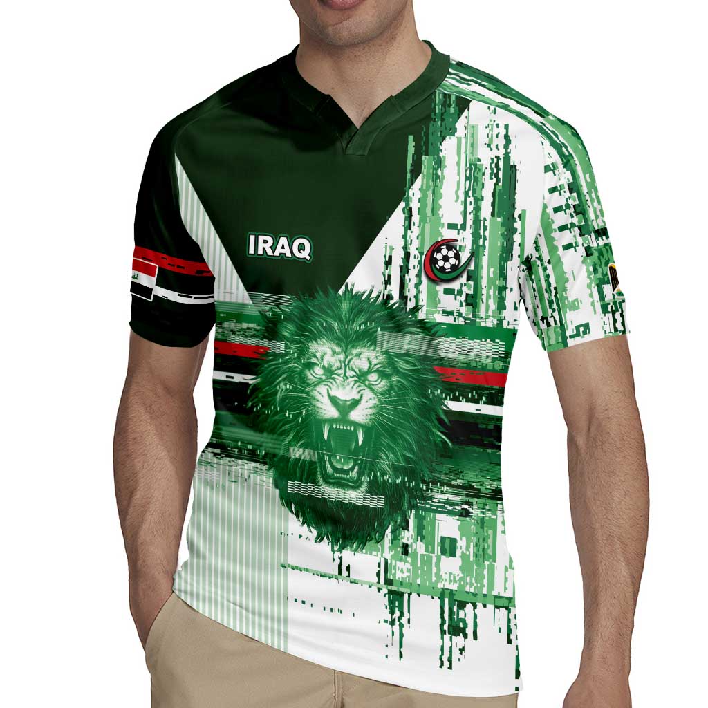 Custom Iraq Football Rugby Jersey Modern Glitch Art Style Lion Symbolism