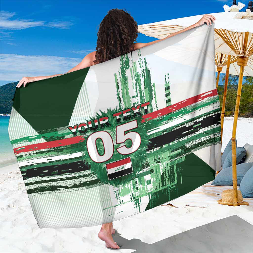 Custom Iraq Football Sarong Modern Glitch Art Style Lion Symbolism