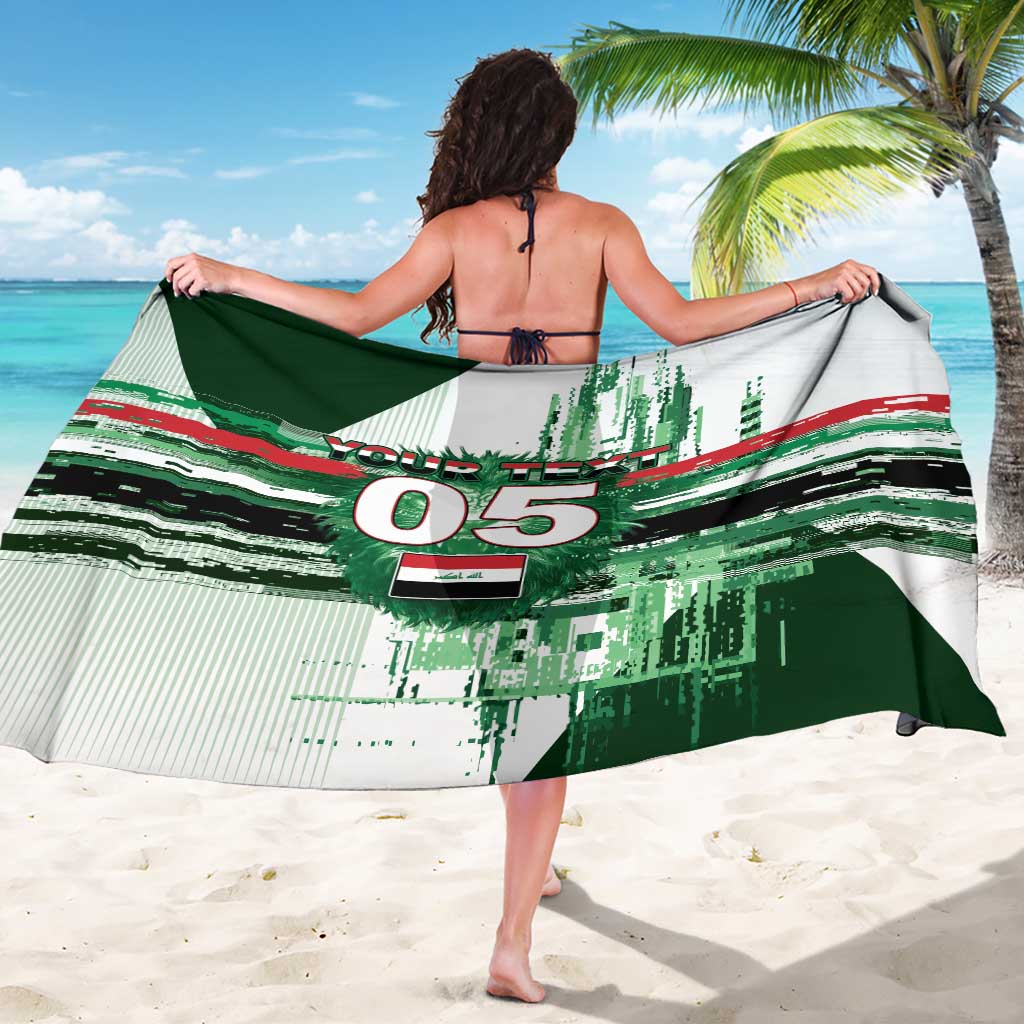 Custom Iraq Football Sarong Modern Glitch Art Style Lion Symbolism