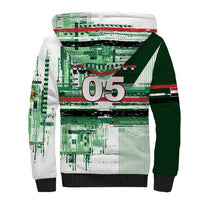 Custom Iraq Football Sherpa Hoodie Modern Glitch Art Style Lion Symbolism