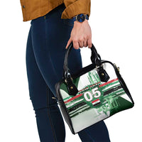 Custom Iraq Football Shoulder Handbag Modern Glitch Art Style Lion Symbolism