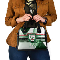 Custom Iraq Football Shoulder Handbag Modern Glitch Art Style Lion Symbolism