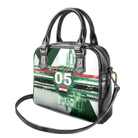 Custom Iraq Football Shoulder Handbag Modern Glitch Art Style Lion Symbolism