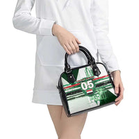 Custom Iraq Football Shoulder Handbag Modern Glitch Art Style Lion Symbolism