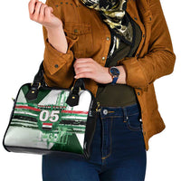 Custom Iraq Football Shoulder Handbag Modern Glitch Art Style Lion Symbolism