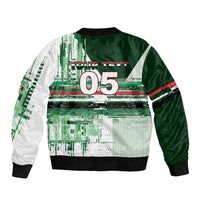 Custom Iraq Football Sleeve Zip Bomber Jacket Modern Glitch Art Style Lion Symbolism