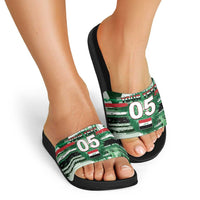 Custom Iraq Football Slide Sandals Modern Glitch Art Style Lion Symbolism