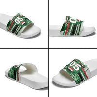 Custom Iraq Football Slide Sandals Modern Glitch Art Style Lion Symbolism